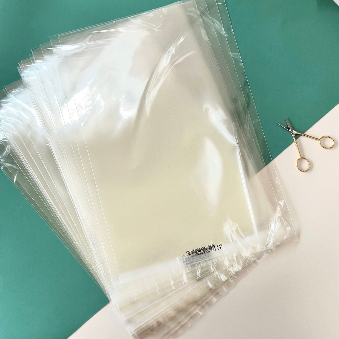 A3 Biodegradable / Compostable Cello Bags 305x420mm Ecofriendly Perfect for Greeting Cards