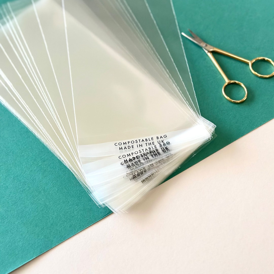DL Biodegradable / Compostable Cello Bags 115x220mm Ecofriendly Perfect for Greeting Cards