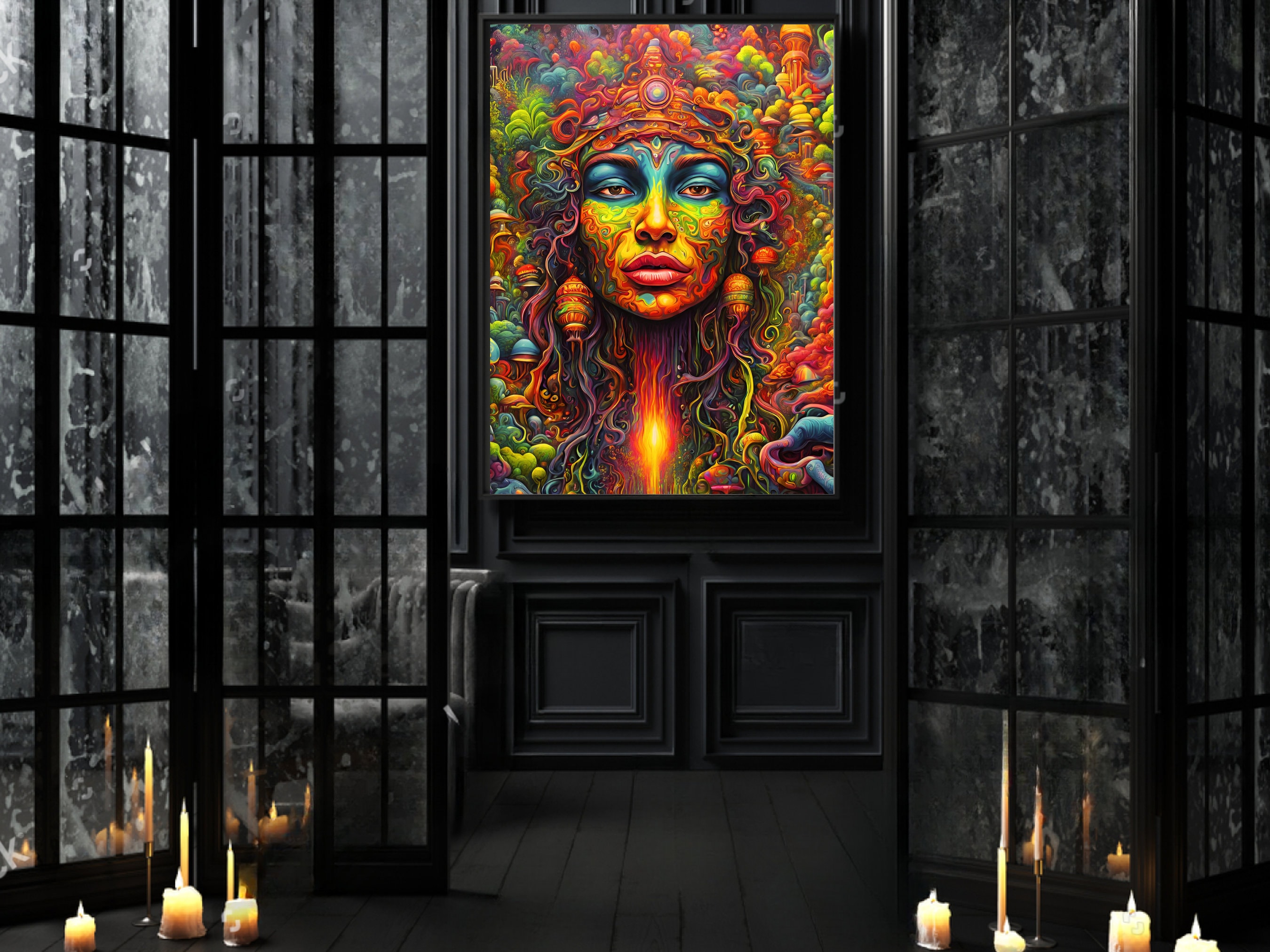 Psychedelic Goddess Wall Art, Trippy Wall Print Art, Spiritual Home ...