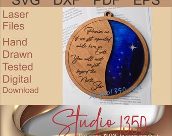 Meet Me at the North Star Ornament Laser Cut File Love Eternal Inclusive Couple Silhouette Options SvG DxF EpS PdF