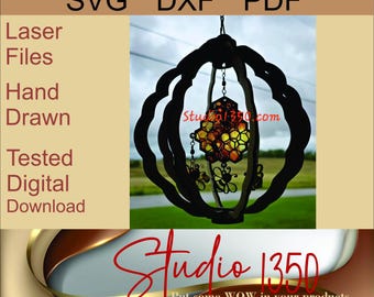 Honey Bee Hive Wind Spinner with Suncatcher 12 Material Thickness Included