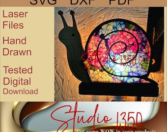 Snail Night Light Laser GlowForge SVG PDF DXF File Nightlight