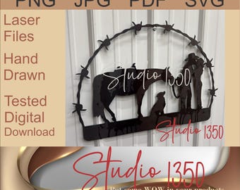 Cowboy Kissing Cowgirl Plasma Cutting File | Western Metal Sign Design (SVG, DXF)