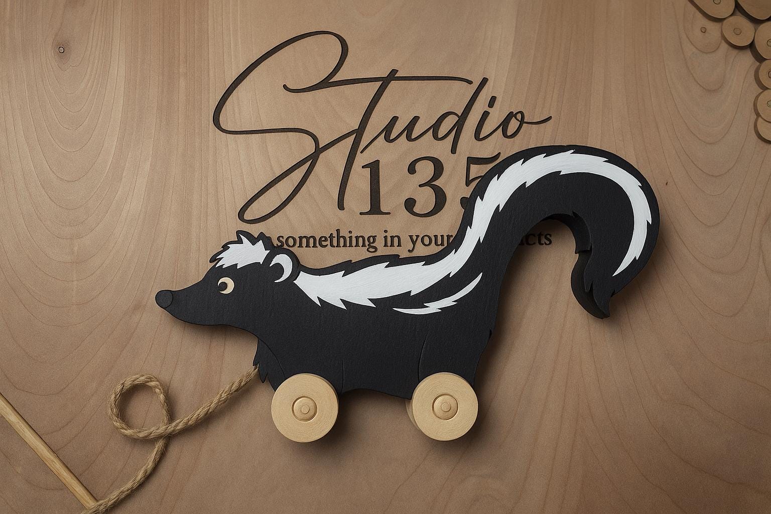Pull Toy Skunk Vintage Shelf Sitter EPS DXF PDF