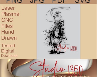 Cowboy Roping Silhouette Clipart | Western Horse Calf SVG (Digital Download)