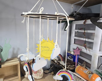 Sunshine Baby Mobile Laser Cut File: Rainbow Cloud Nursery Decor (SVG DXF PDF)