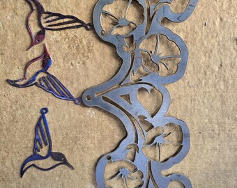 Hummingbird Flowers Laser Cut File | Night Light, Suncatcher, Propagation Holder (SVG, DXF, PDF)
