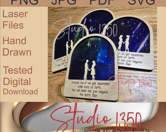 North Star Night Light Laser Cut File: Couple Silhouette (svg, dxf, eps, pdf)