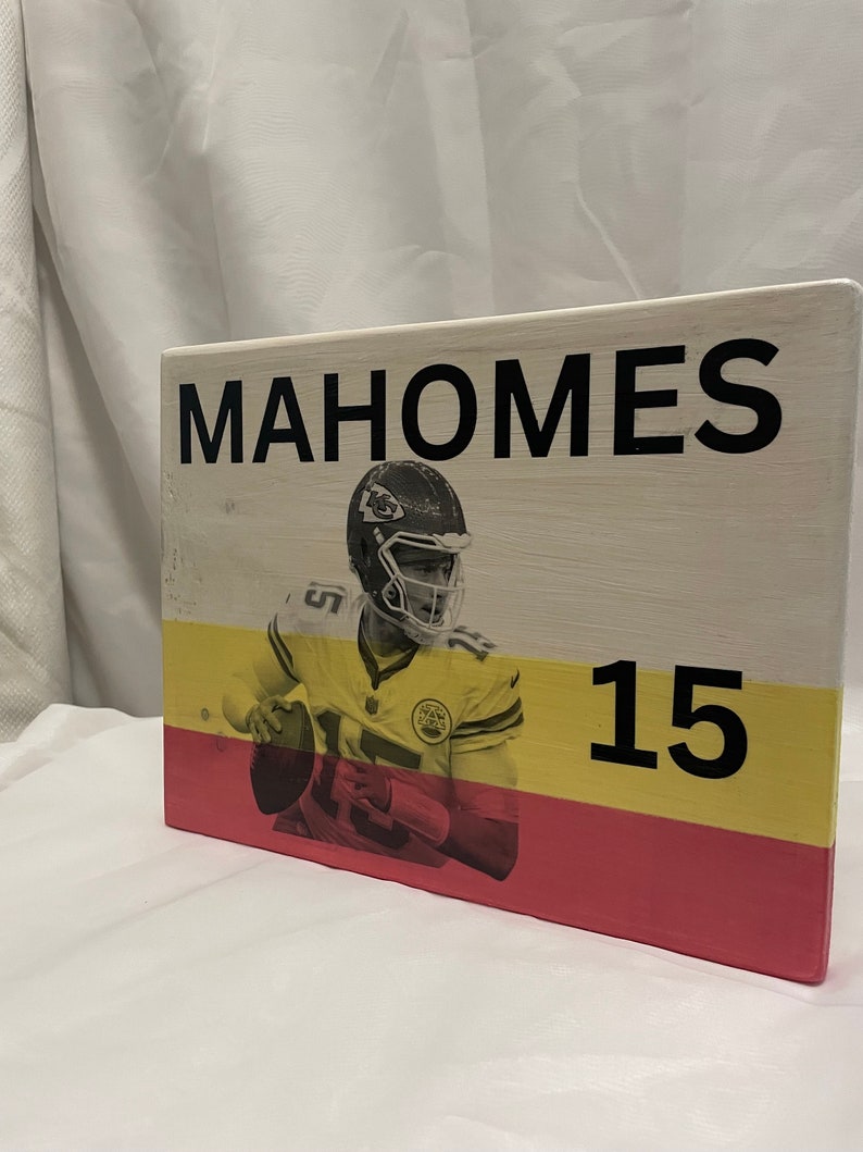 Patrick Mahomes Football | Wood Poster | Kansas City Chiefs | NFL ...