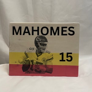 Patrick Mahomes Football | Wood poster  | Kansas city chiefs | NFL | Sport&#39;s Decor| Natural finish wood hanging sign