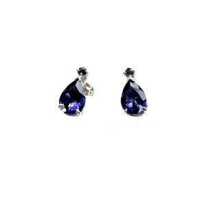 Violet-Blue Iolite Pear-Shaped Earrings Set in Sterling Silver