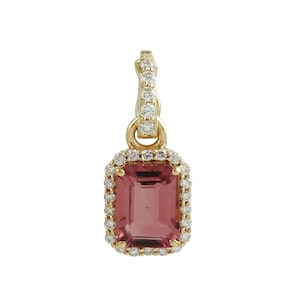 Pink Tourmaline & Diamond Pendant in 18K Yellow Gold by Barnaby, Exquisite Jewelry Gift