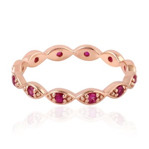 Ruby Gemstone 14K Rose Gold Ring – Elegant Anniversary Band | July Birthstone Fine Jewelry Gift