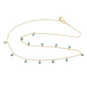 Turquoise Gemstone Beaded Necklace in 18K Yellow Gold – Handmade Chain Jewelry – Dainty Birthday Gift for Her