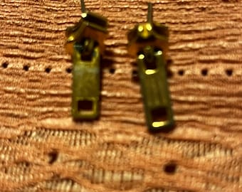 Vintage Gold Zipper Earrings