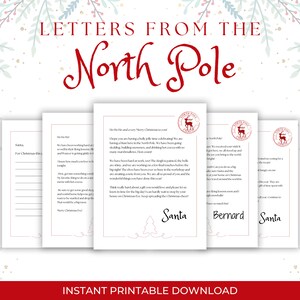 Cartas del Polo Norte / Cartas de Santa / Carta de Elfo Principal / Reno / Descarga Digital / Navidad Imprimible / Cartas de Santa