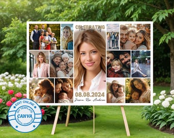 Modelo de colagem de fotos para funeral no Canva | Quadro de homenagens (Download digital)