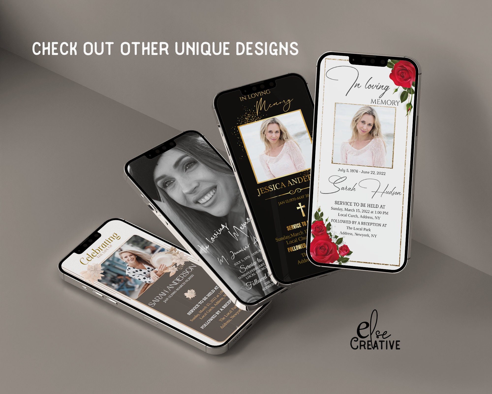 Photo Phone Funeral Invitation.digital Funeral Announcement for Men and