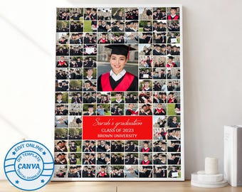 Bewerkbare afstudeerfotocollage – poster klasse 2025 – afdrukbaar senior diploma #17