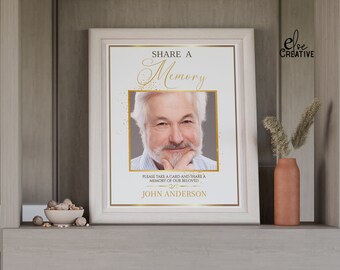 Funeral Share A Memory Card & Sign: Gold Frame (Printable)