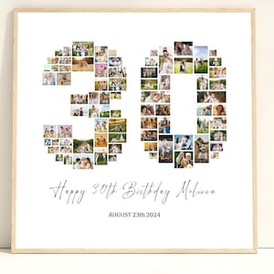 30th Birthday Photo Collage Template, Personalized 30th Birthday Gift for Her, Him, 30th Anniversary Picture Collage, Birthday Gift  #68