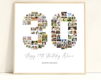 30th Birthday Photo Collage Template, Personalized 30th Birthday Gift for Her, Him, 30th Anniversary Picture Collage, Birthday Gift  #68