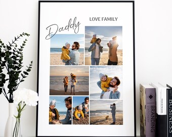 Vatertag Foto-Collage Geschenk: Minimalistische Canva Vorlage (Digitaler Download)