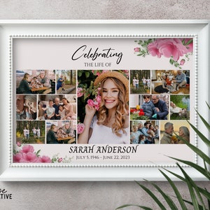 Celebration of Life Photo Collage: Funeral Memorial Poster (PDF Template)