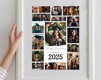 2025年卒業生向け卒業写真コラージュテンプレート：卒業記念写真（デジタルダウンロード、Canva編集可能）