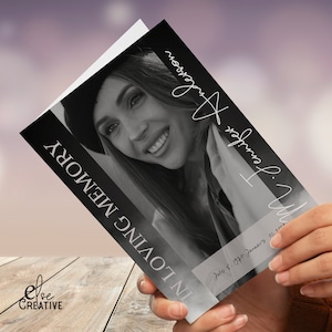 Black & White Funeral Program Template: In Loving Memory (Digital Download)
