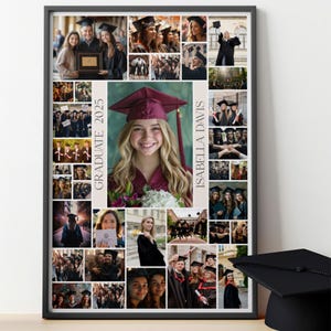 Collage de fotos de graduación editable 2025 – Plantilla de póster personalizado para la clase de último año – Descarga digital para Canva – Regalo de graduación para ella o él