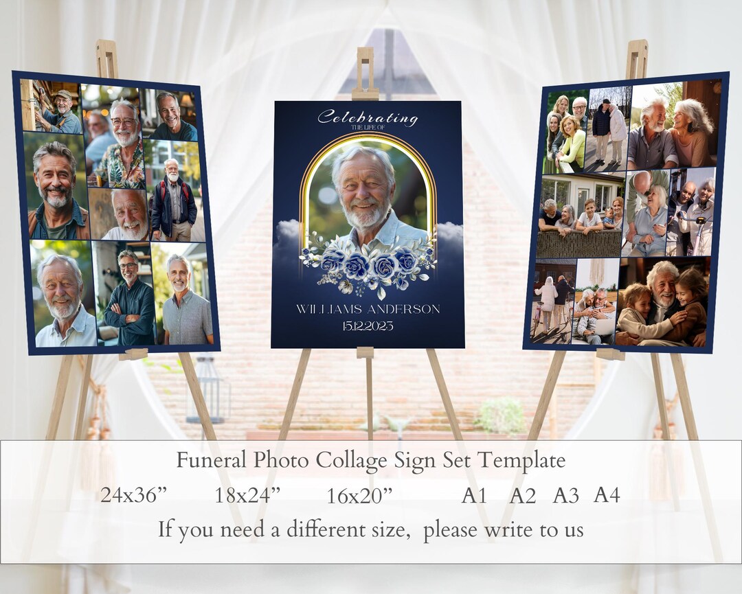 Blue Roses Funeral Photo Collage Template: Celebration of Life (digital ...