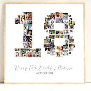 18th Birthday Photo Collage, 18th Birthday Gift, Birthday Frame 18 Printable, 18th Photo Collage Template, Editable 18th Birthday, Canva #75