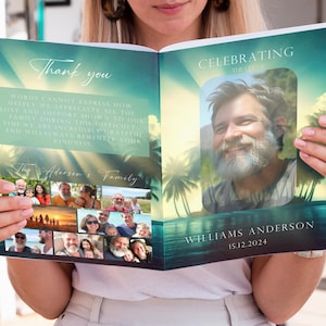 Island Palm Funeral Program: Celebration of Life, Obituary (A4, A5)
