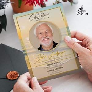 Beach Funeral Invitation Template: Celebration of Life (Digital Download)