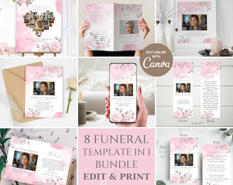 Funeral Memorial Template Bundle: Editable Canva Designs (Digital Download)