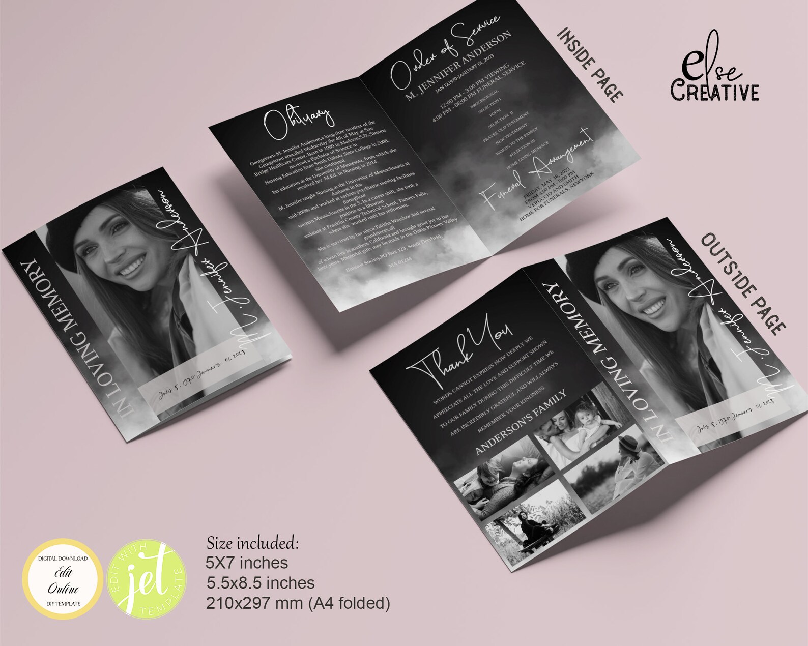 Black White Funeral Program Templatein Loving Memorymemorial - Etsy