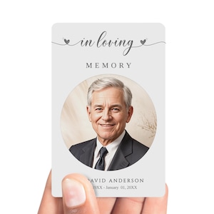 Modelo de cartão de oração fúnebre, cartão de oração memorial, funeral minimalista, poema de oração, obituário, editável, download instantâneo, Jettemplate #16