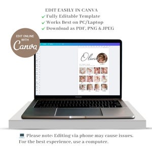 Editable First Year Photo Collage, Baby Milestone Poster, 12 Month Picture Board, Neutral Nursery Decor, Canva Template image 8