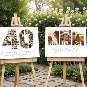 40th Birthday Photo Collage Template: Customizable Canva Gift (Digital Download)