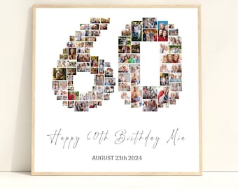 60th Birthday Photo Collage Gift, Personalized Keepsake (Canva Template)