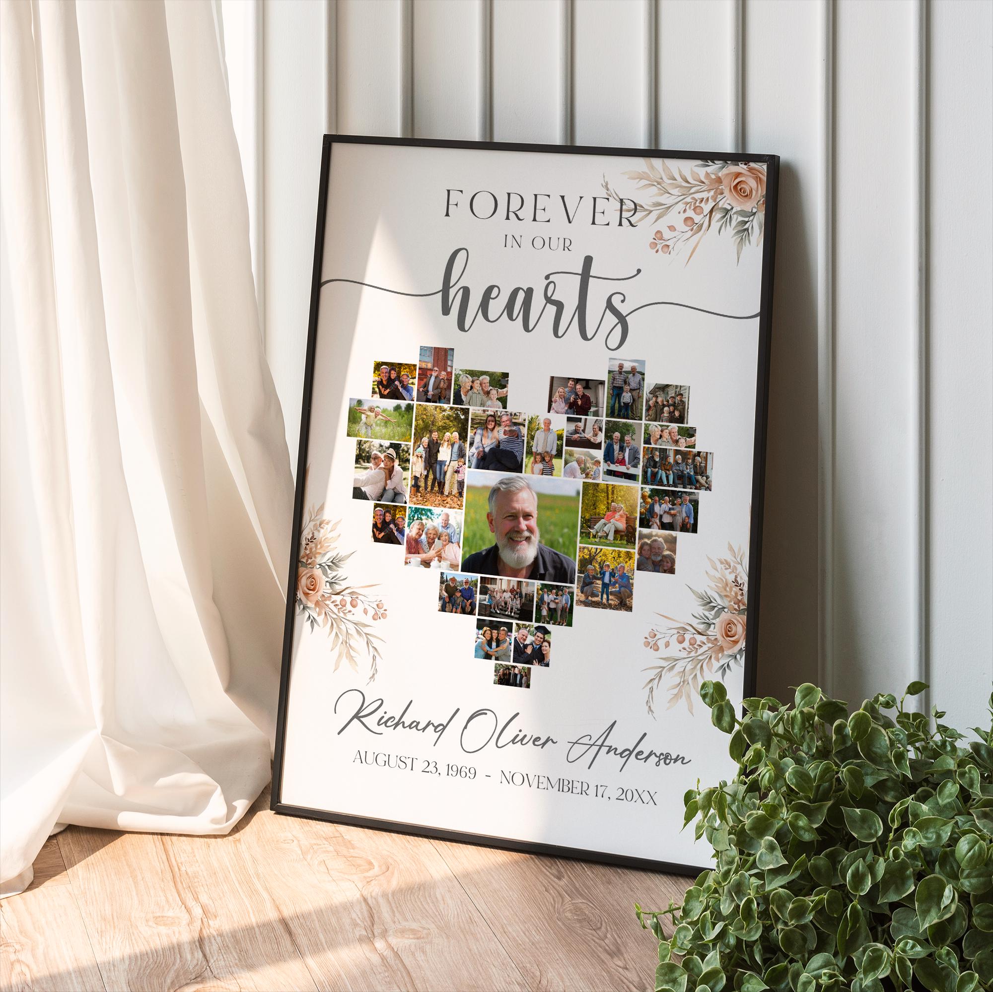 Memorial Photo Collage Template Heartfelt Funeral Poster (digital