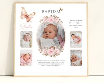 Personalized Baby Baptism Photo Collage Gift (Canva Template)