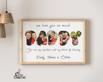 Personalized Daddy Photo Collage Print, Father's Day Gift (Digital Download)