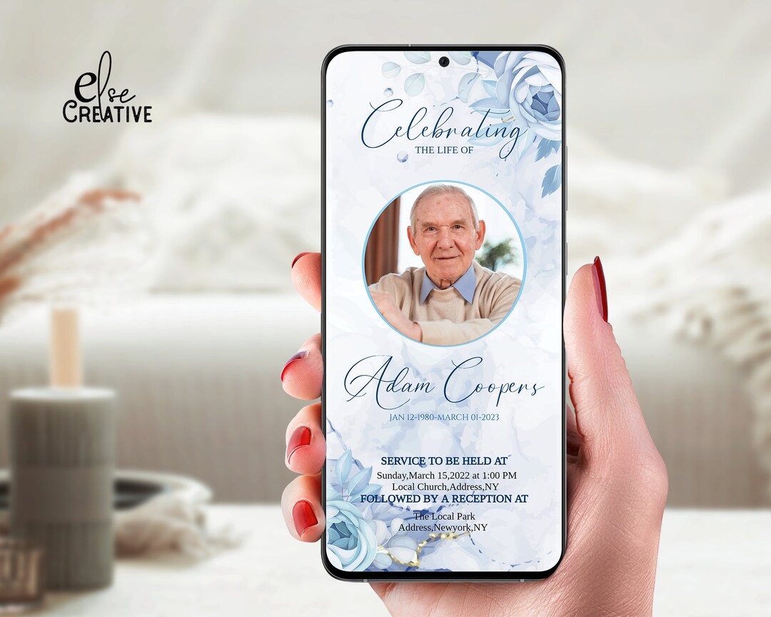 Blue Roses Funeral Evite: Memorial Announcement (digital Download) - Etsy