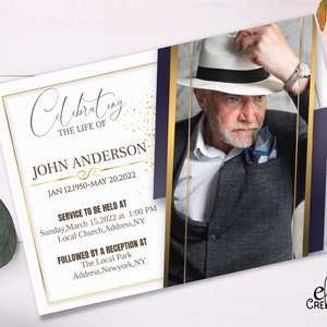 Celebration Of Life Program Template, Funeral, Obituary, Memorial Prayer Card, Word, Men, Women, Order Of 100% Editable, Photo #FNRL03