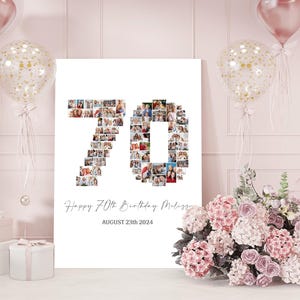 70th Birthday Photo Collage Template: Customizable Canva Sign (Digital Download)