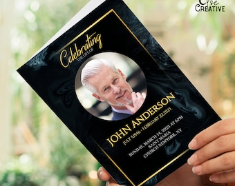 Plantilla editable para programa funerario afroamericano: Servicio conmemorativo (descarga digital)