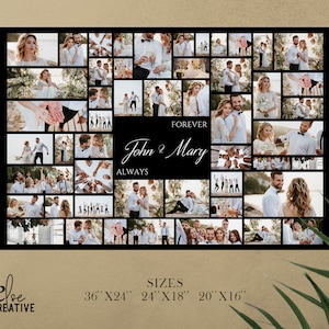 DRUCKBAR Schwarze Fotocollage Hochzeit, Fotocollage Geburtstag, Beerdigung Fotocollage, Fotocollage Beerdigung, druckbares Geschenk, Digital