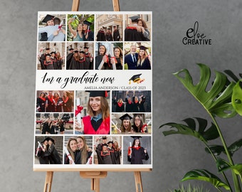 Canvas fotocollage afstuderen: aangepaste verjaardag, jubileum, begrafenis (digitale download)